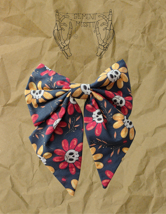 Bow - Skull Flowers